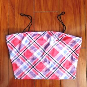Pink plaid crop tank